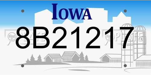 8B21217 Iowa License Plate