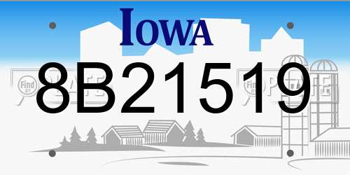 8B21519 Iowa License Plate