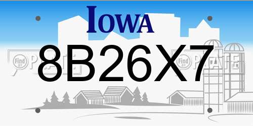 8B26X7 Iowa License Plate