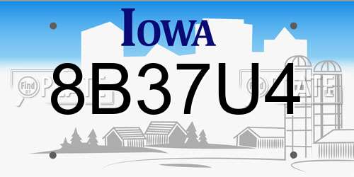 8B37U4 Iowa License Plate
