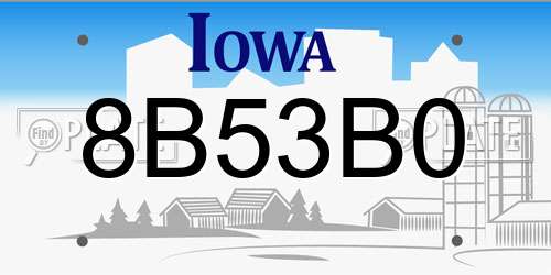 8B53B0 Iowa License Plate