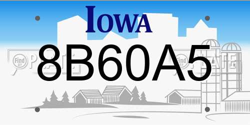8B60A5 Iowa License Plate