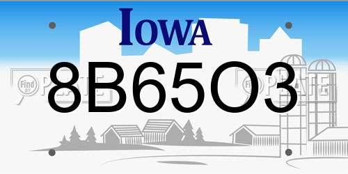 8B65O3 Iowa License Plate