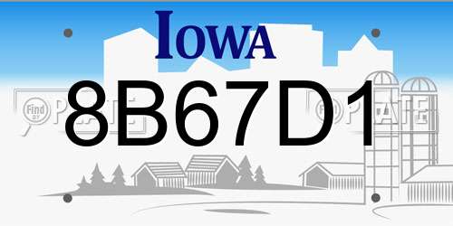 8B67D1 Iowa License Plate