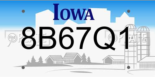 8B67Q1 Iowa License Plate