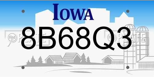 8B68Q3 Iowa License Plate