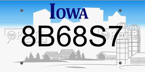 8B68S7 Iowa License Plate