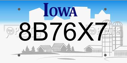 8B76X7 Iowa License Plate