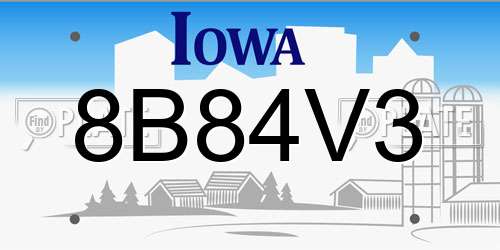 8B84V3 Iowa License Plate