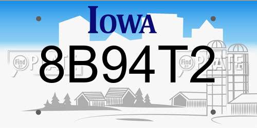 8B94T2 Iowa License Plate