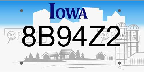 8B94Z2 Iowa License Plate