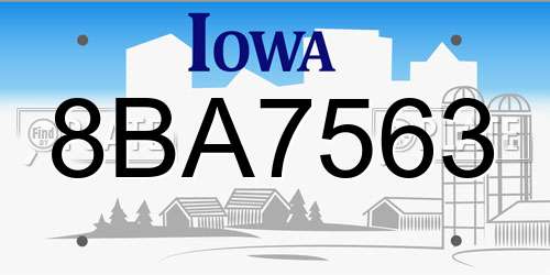 8BA7563 Iowa License Plate
