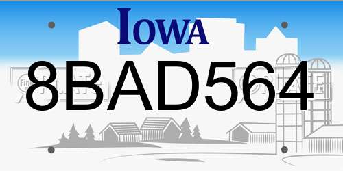 8BAD564 Iowa License Plate