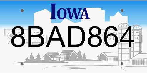 8BAD864 Iowa License Plate