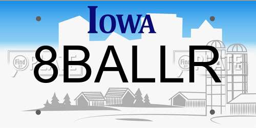8BALLR Iowa License Plate