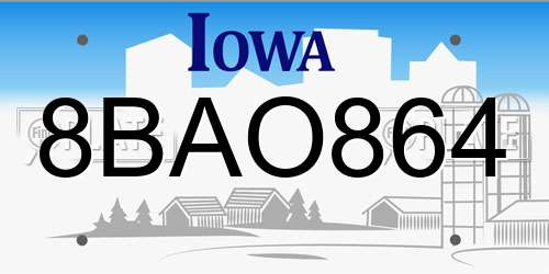 8BAO864 Iowa License Plate