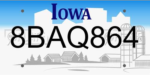 8BAQ864 Iowa License Plate
