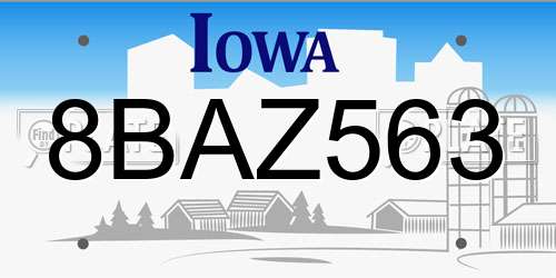 8BAZ563 Iowa License Plate