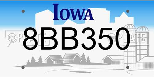 8BB350 Iowa License Plate