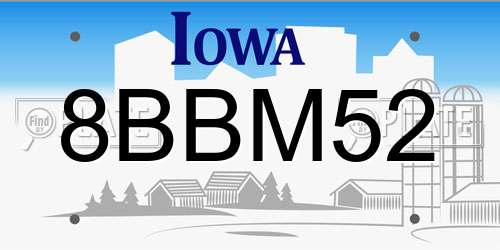 8BBM52 Iowa License Plate