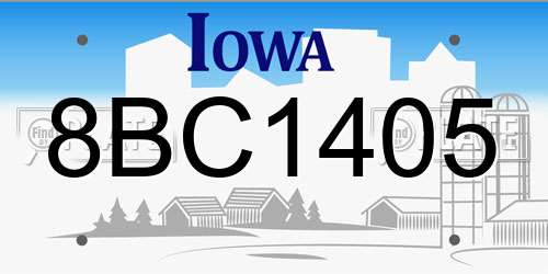 8BC1405 Iowa License Plate