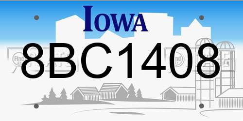 8BC1408 Iowa License Plate