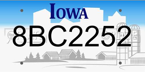 8BC2252 Iowa License Plate