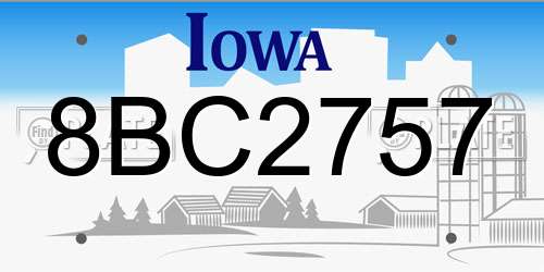 8BC2757 Iowa License Plate