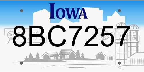 8BC7257 Iowa License Plate