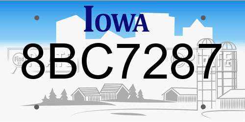 8BC7287 Iowa License Plate