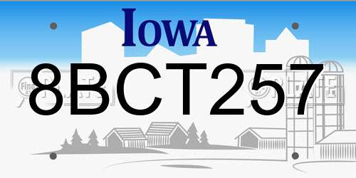 8BCT257 Iowa License Plate