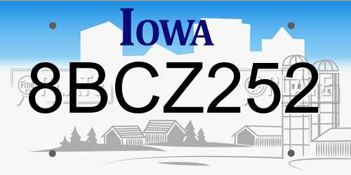 8BCZ252 Iowa License Plate