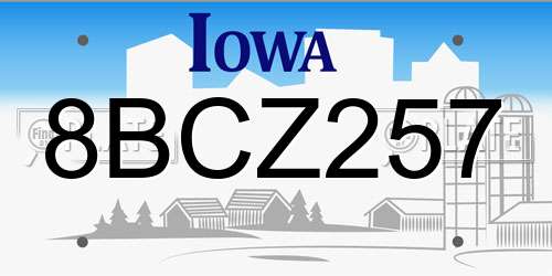 8BCZ257 Iowa License Plate