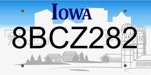 8BCZ282 Iowa License Plate