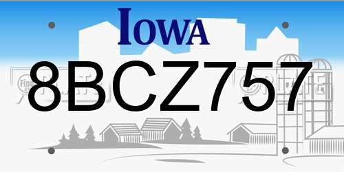 8BCZ757 Iowa License Plate