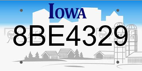 8BE4329 Iowa License Plate