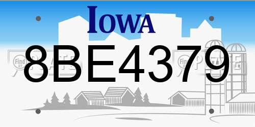 8BE4379 Iowa License Plate