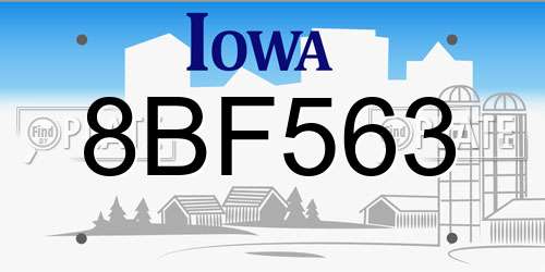 8BF563 Iowa License Plate
