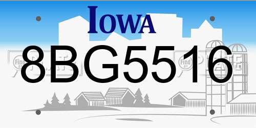 8BG5516 Iowa License Plate