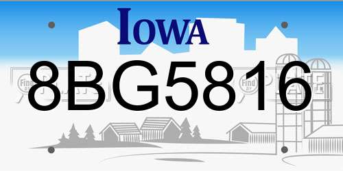 8BG5816 Iowa License Plate