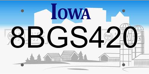 8BGS420 Iowa License Plate