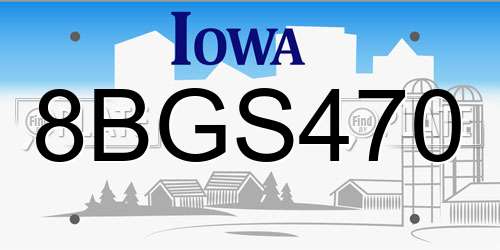 8BGS470 Iowa License Plate