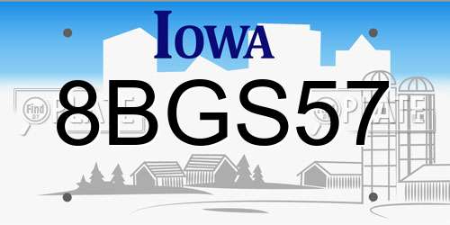 8BGS57 Iowa License Plate
