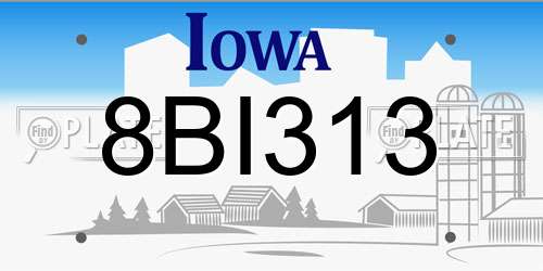 8BI313 Iowa License Plate