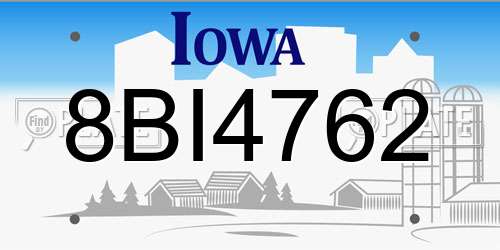 8BI4762 Iowa License Plate