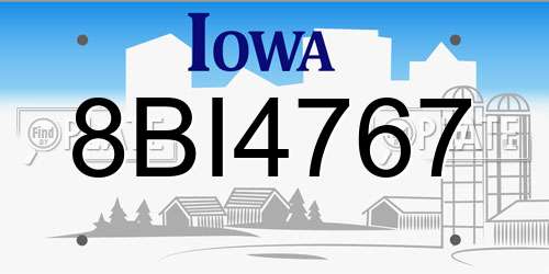 8BI4767 Iowa License Plate