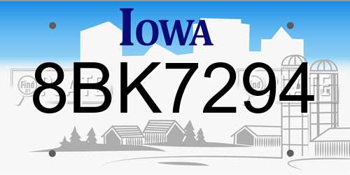 8BK7294 Iowa License Plate