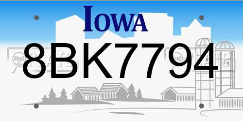8BK7794 Iowa License Plate