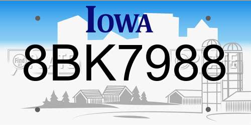 8BK7988 Iowa License Plate