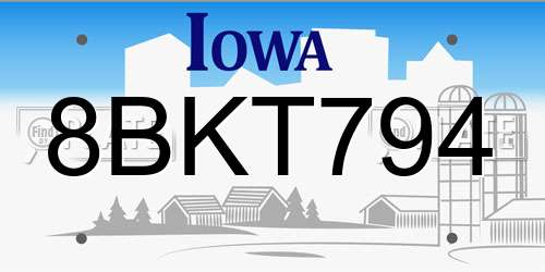 8BKT794 Iowa License Plate